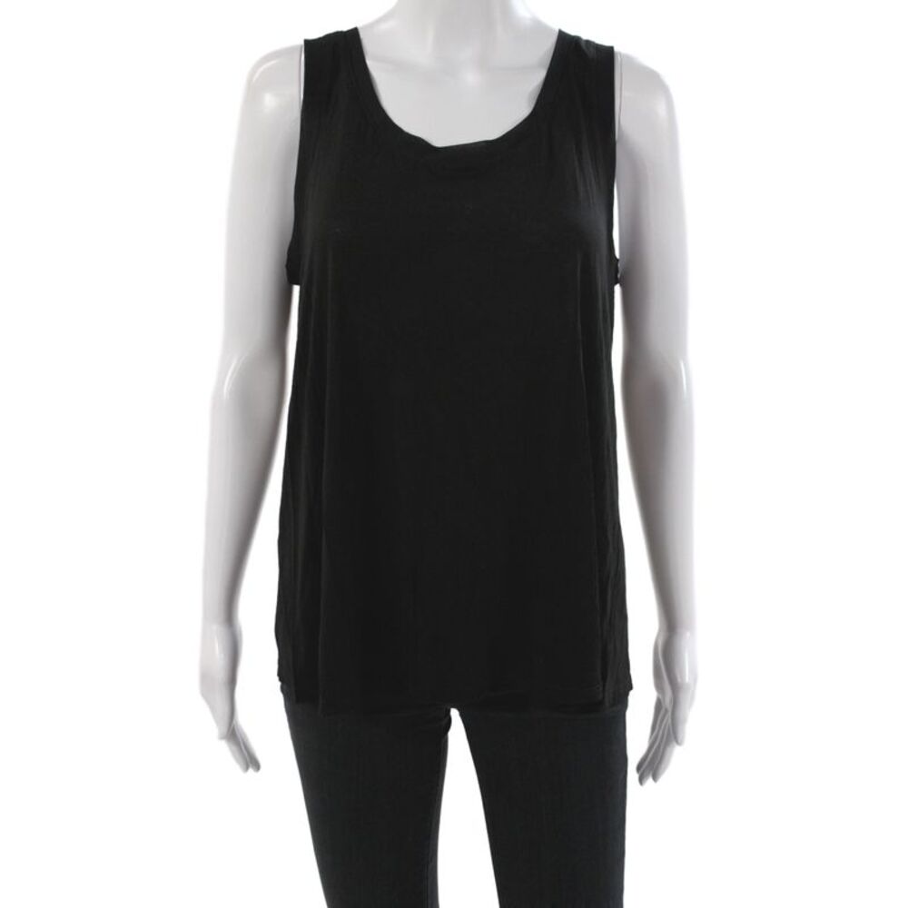 Velvet by Graham & Spencer Women Scoop Neck Sleeveless Tank Black Rayon Size S